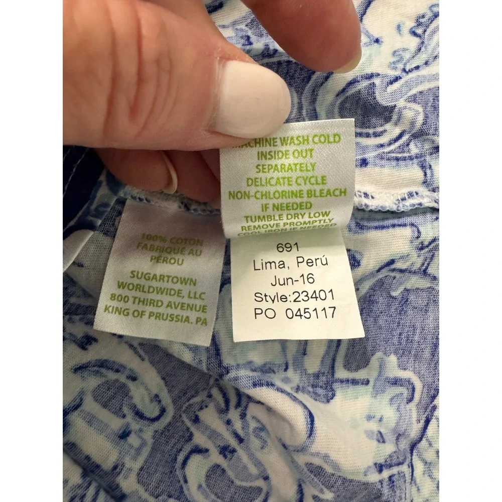 Lilly Pulitzer Girls Blue Elephant Print Cotton‎ Romper Size M 8-10 23401